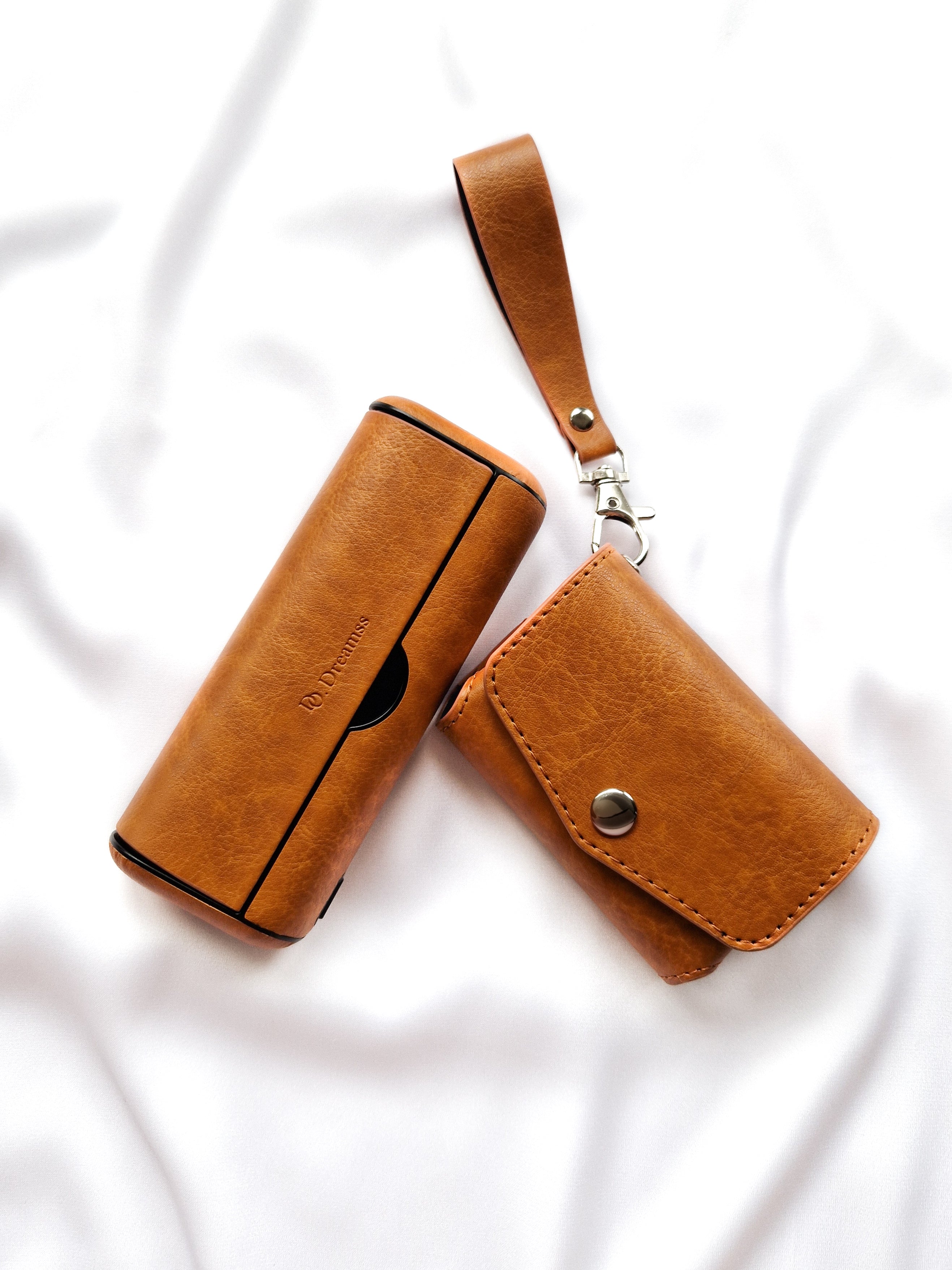 2 in 1 IQOS Iluma Prime Case "Orange Leather" - Do.Dreamss - Handmade Luxury Jewelry for Good Luck and Protection