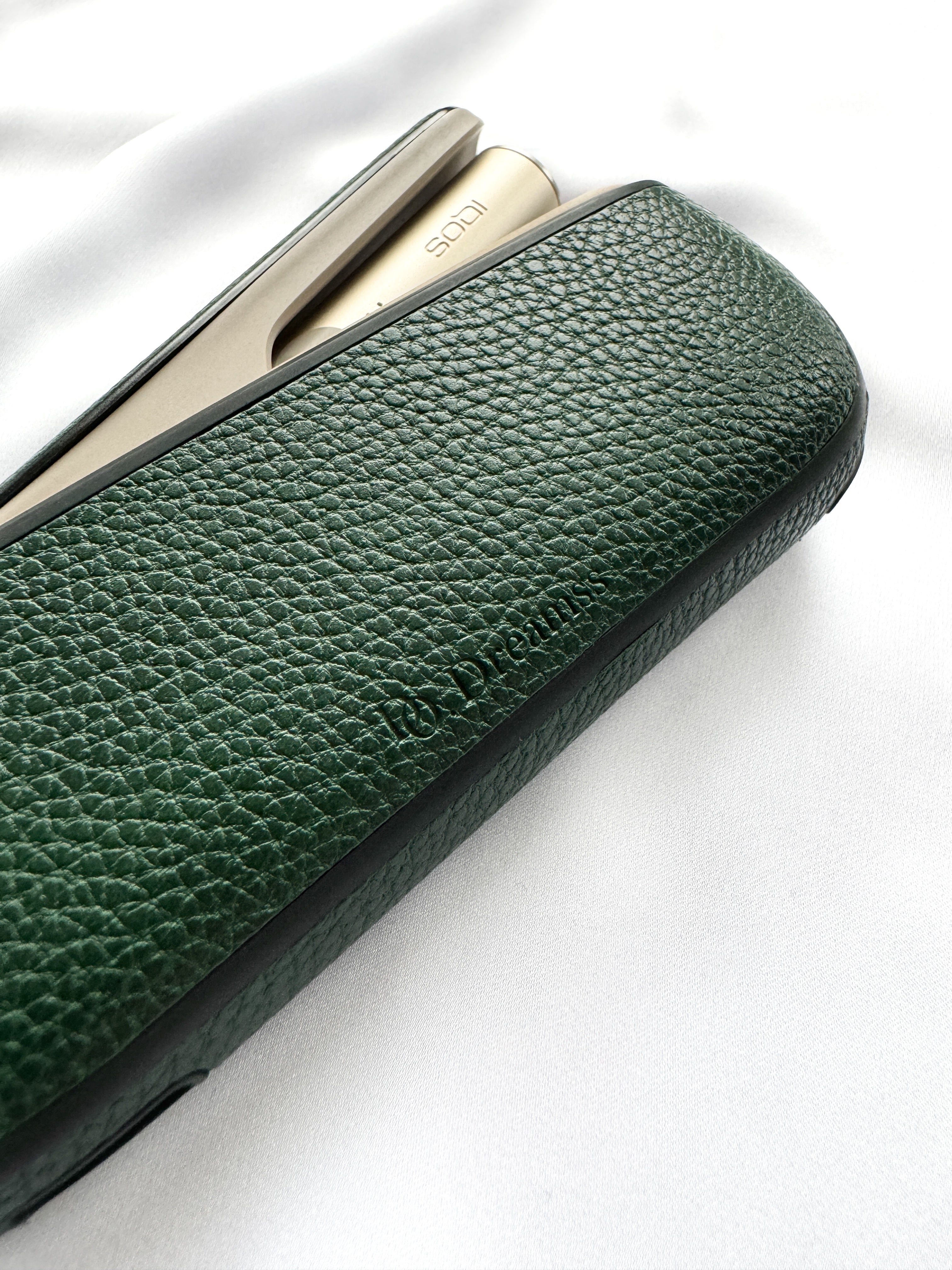 3 in 1 IQOS Iluma Case "Green Leather" - Do.Dreamss - Handmade Luxury Jewelry for Good Luck and Protection