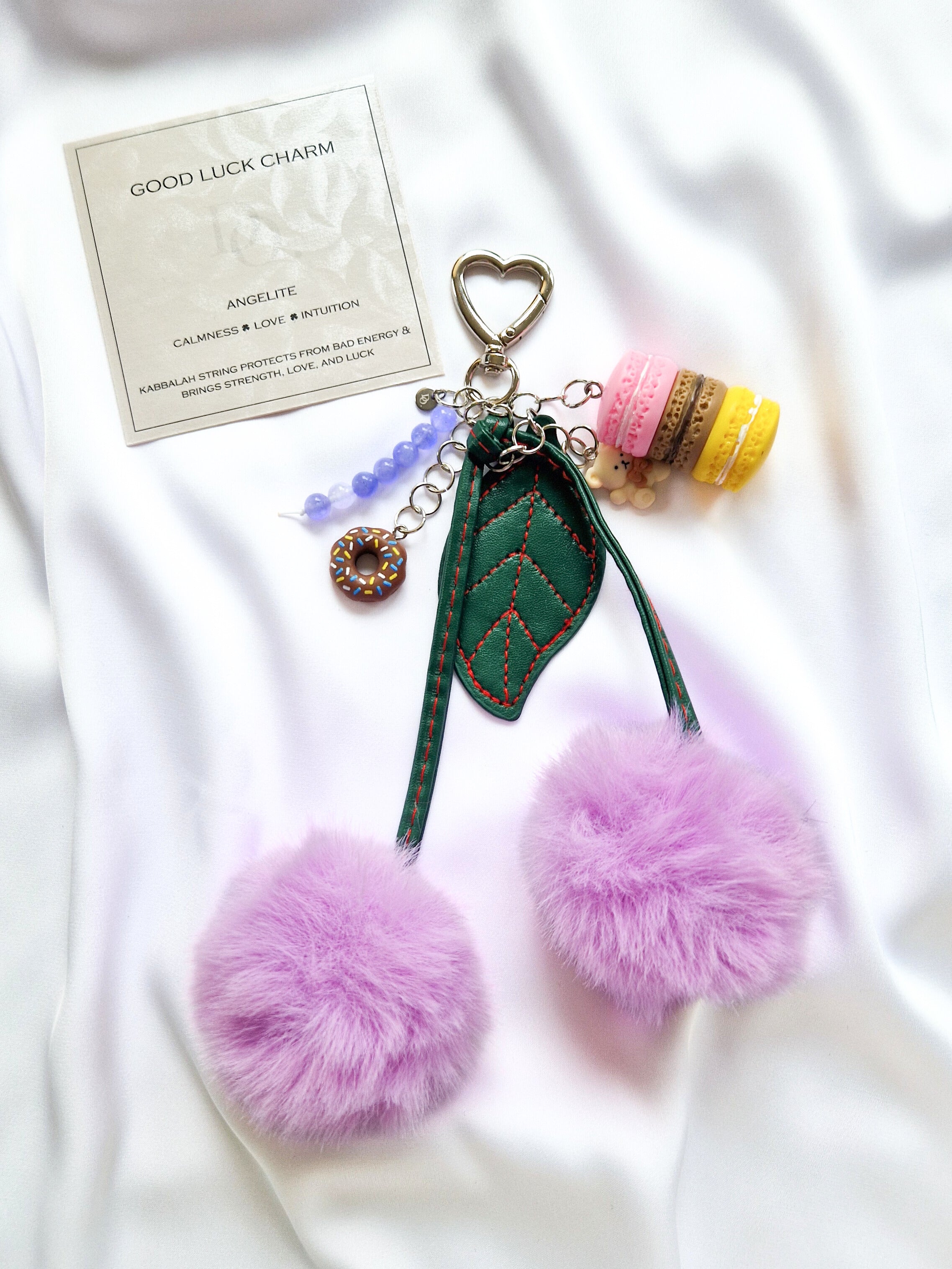 Good Luck Bag Charm "Fluffy Cherry" - Do.Dreamss - Handmade Luxury Jewelry for Good Luck and Protection