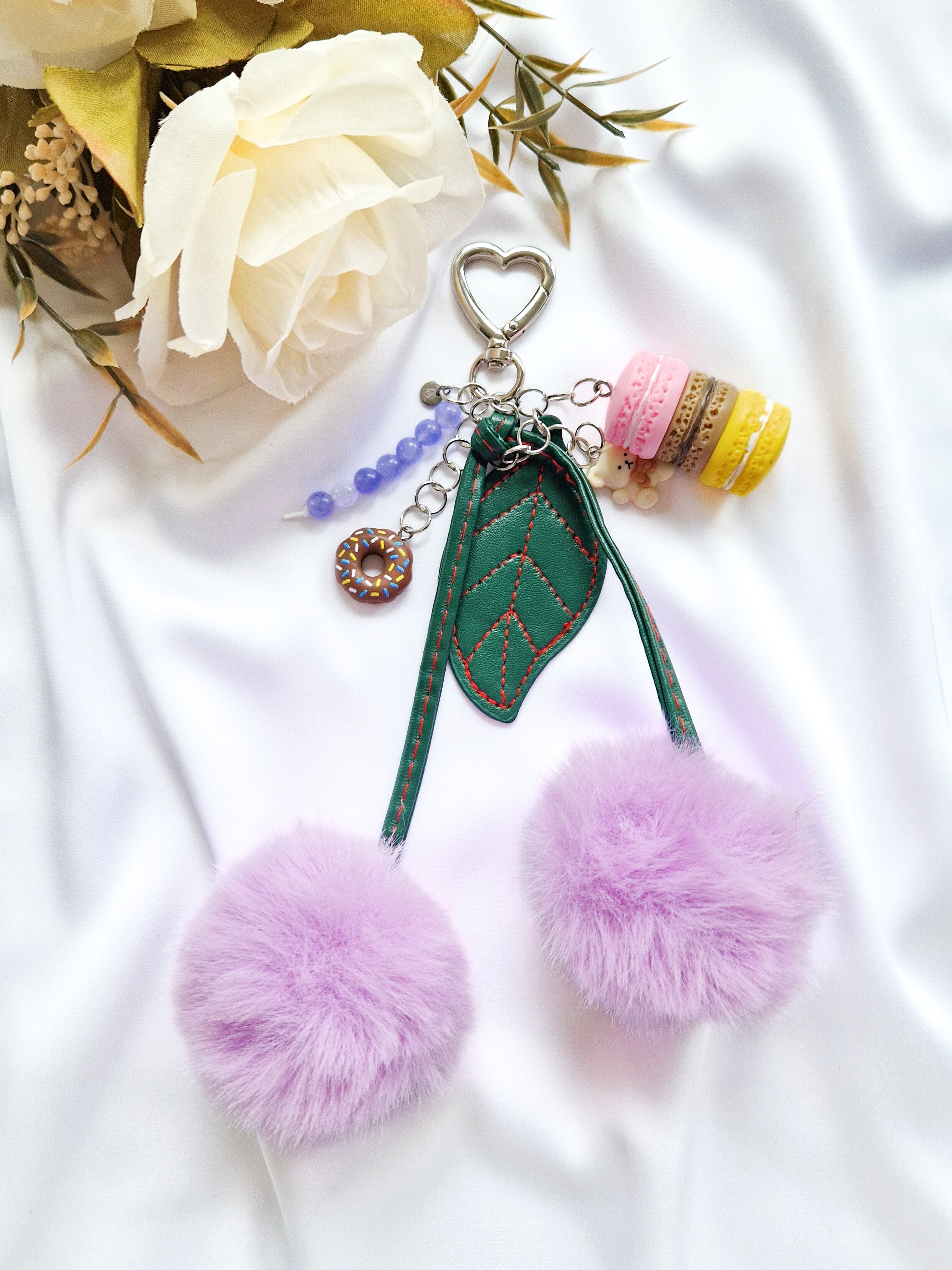 Good Luck Bag Charm "Fluffy Cherry" - Do.Dreamss - Handmade Luxury Jewelry for Good Luck and Protection