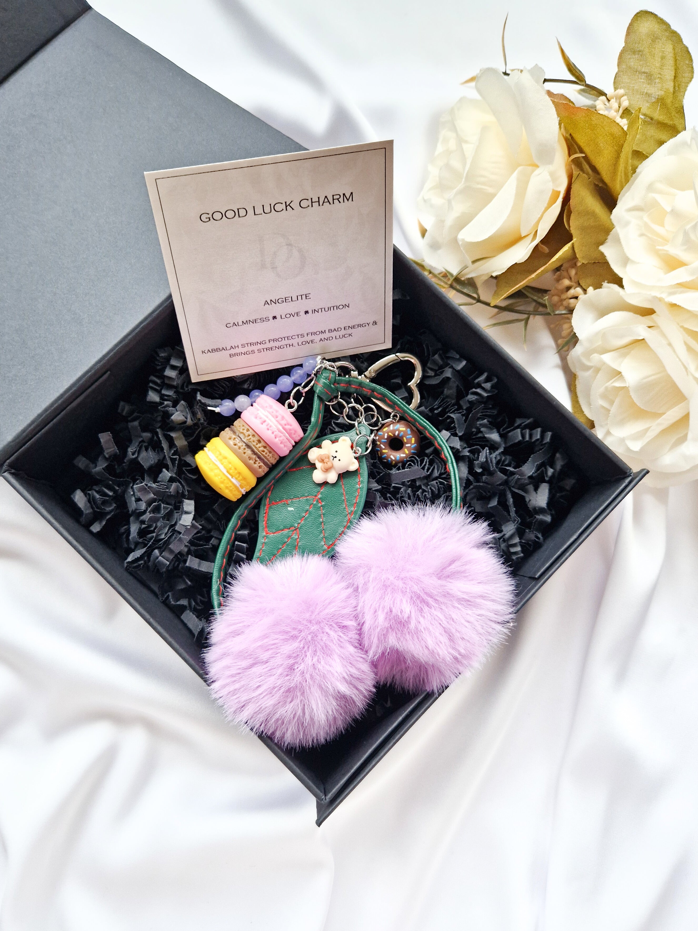 Good Luck Bag Charm "Fluffy Cherry" - Do.Dreamss - Handmade Luxury Jewelry for Good Luck and Protection