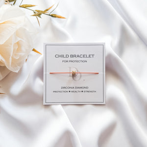 Children Gold Crown Zirconia Diamond Bracelet with Natural 100% Silk String - Do.Dreamss