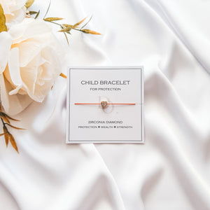 Children Gold Heart Zirconia Diamond Bracelet with Natural 100% Silk String - Do.Dreamss