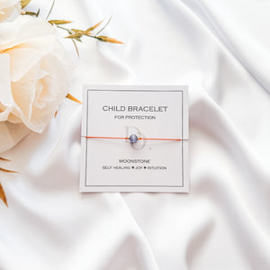 Children Moonstone & Gold Beads Bracelet with Natural 100% Silk String - Do.Dreamss