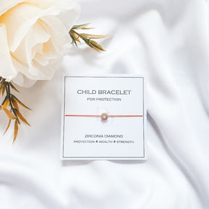 Children Rose Gold Zirconia Diamond Bracelet with Natural 100% Silk String - Do.Dreamss - Handmade Luxury Jewelry for Good Luck and Protection