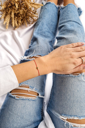 Gold Christian Cross Bracelet with Natural 100% Silk String - Do.Dreamss - Handmade Luxury Jewelry for Good Luck and Protection