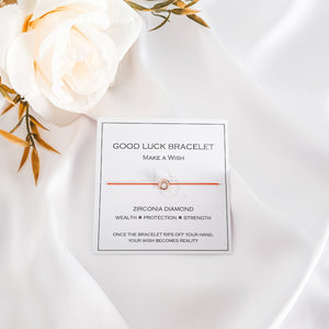 Rose Gold Zirconia Diamond Bracelet with Natural 100% Silk String - Do.Dreamss - Handmade Luxury Jewelry for Good Luck