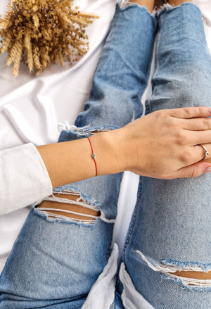 Silver Christian Cross Bracelet with Natural 100% Silk String - Do.Dreamss - Handmade Luxury Jewelry for Good Luck and Protection