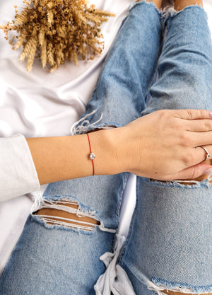 Silver Zirconia Diamond Bracelet with Natural 100% Silk String - Do.Dreamss - Handmade Luxury Jewelry for Good Luck and Protection