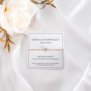 Silver Zirconia Diamond Bracelet with Natural 100% Silk String - Do.Dreamss - Handmade Luxury Jewelry for Good Luck and Protection