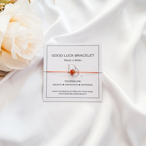 Tourmaline & 14k Gold Beads Bracelet with Natural 100% Silk String - Do.Dreamss - Handmade Luxury Jewelry for Good Luck and Protection