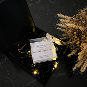 Children Gold Christian Cross Bracelet with Natural 100% Silk String - Do.Dreamss - Handmade Luxury Jewelry for Good Luck and Protection